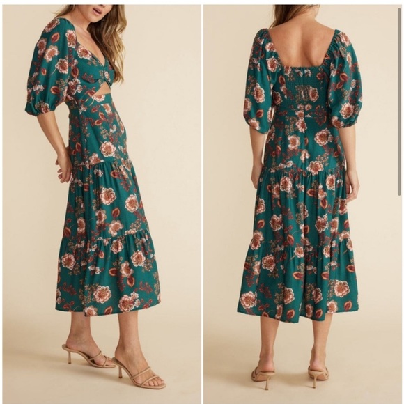 MINK PINK Olivia Midi Dress in Green. - Picture 2 of 13